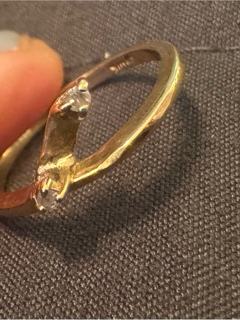 Delicate Gold Tone Women's Ring with Clear Stones